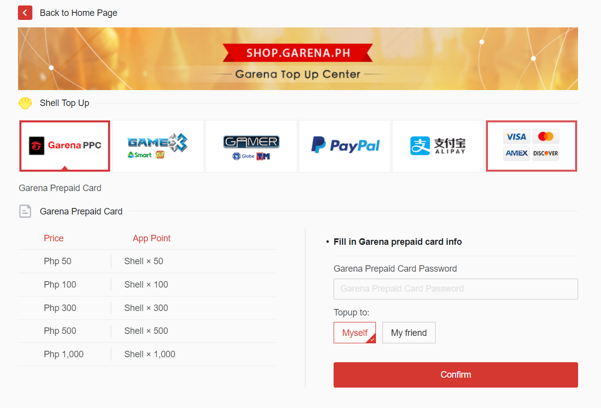 garena shells top up