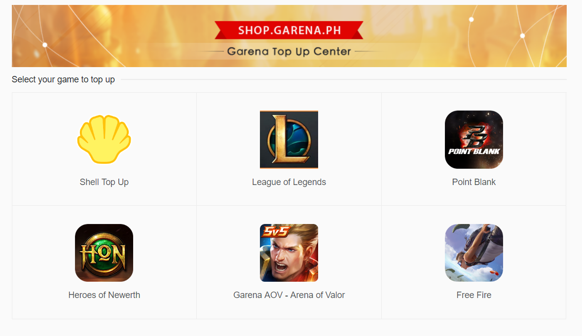 garena shells top up